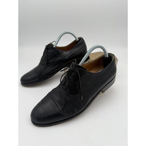 Magnanni Black Leather Cap Toe Shoes Men Sz 9.5 main image 6